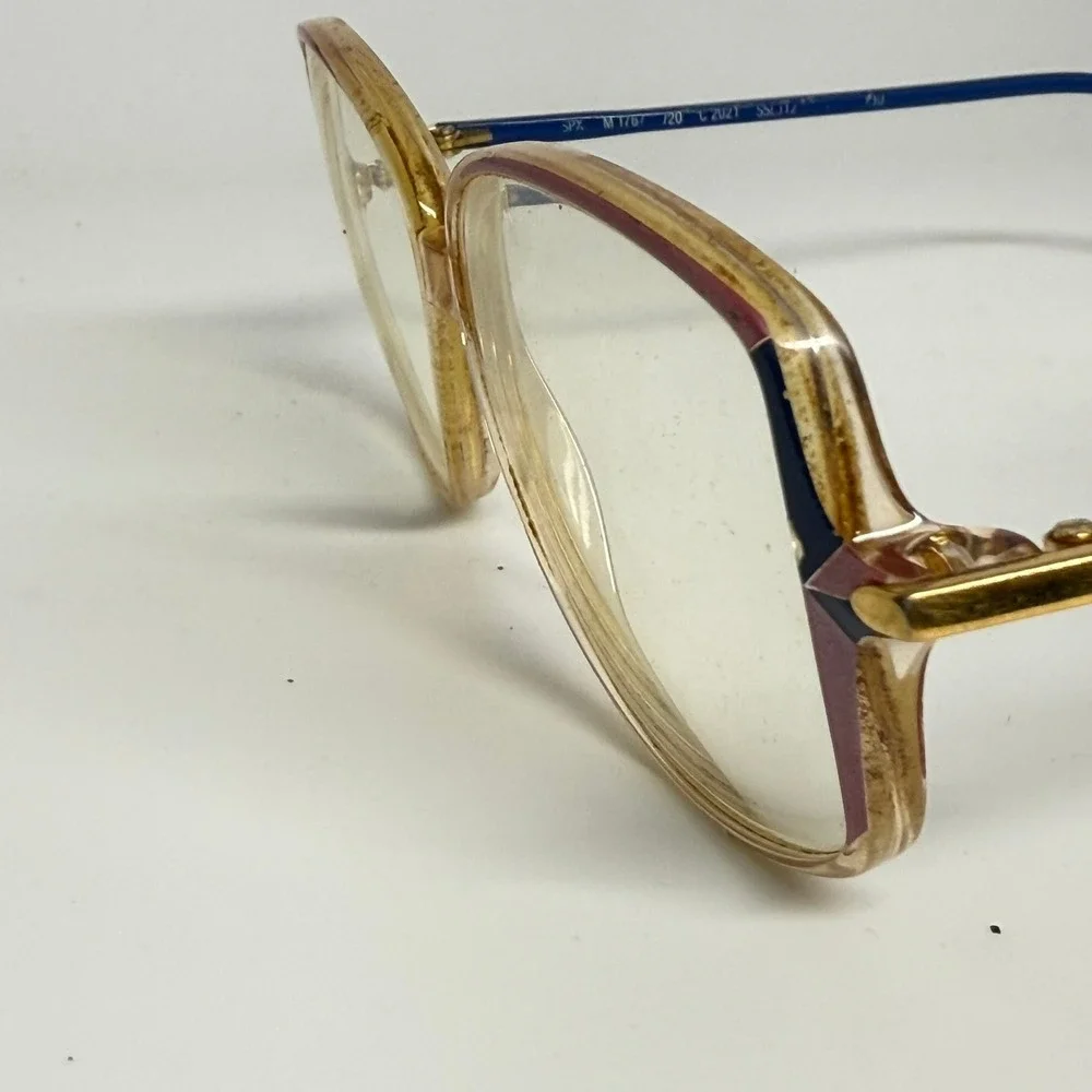 Vintage Silhouette‎ SPX M 1767 Eyeglasses Blue Amber Oversized Square Austria
